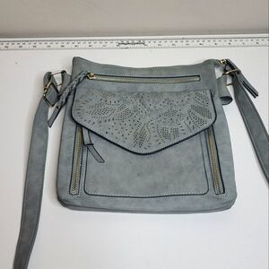 SHOULDER/CROSSBODY HANDBAG GRAY EYELET